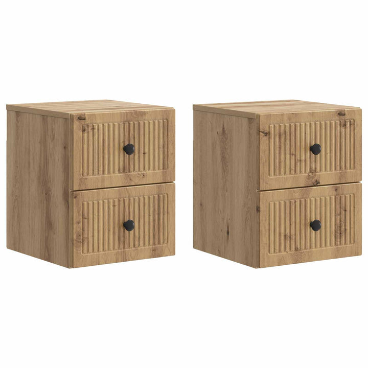 Væghængt Natbord med skuffe 2 pcs Artisan-eg 33 x 34,5 x 40 cm