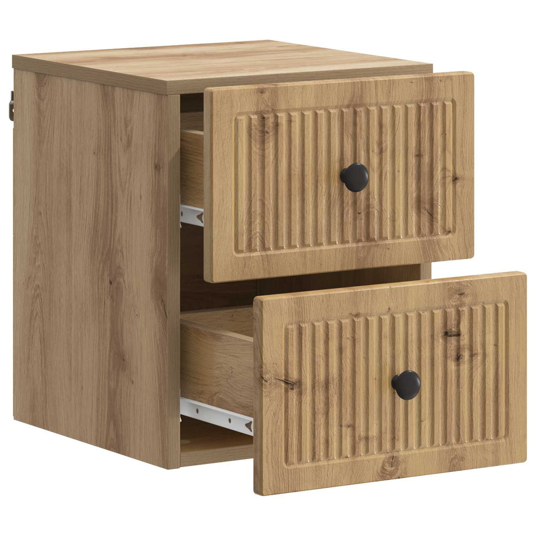 Væghængt Natbord med skuffe 2 pcs Artisan-eg 33 x 34,5 x 40 cm
