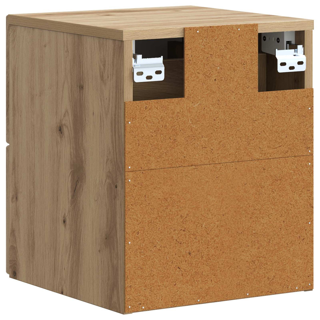 Væghængt Natbord med skuffe 2 pcs Artisan-eg 33 x 34,5 x 40 cm