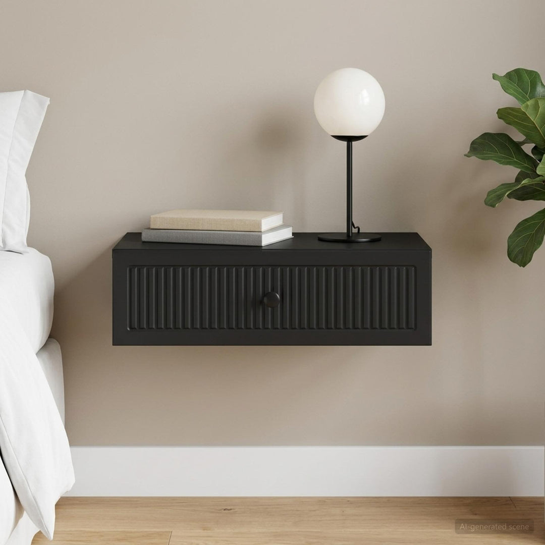 Væghængt Sideskab Sort 59 x 34,5 x 17 cm Konstrueret træ