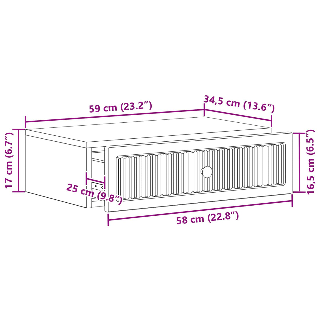 Væghængt Sideskab Sonoma-eg 59 x 34,5 x 17 cm Konstrueret træ