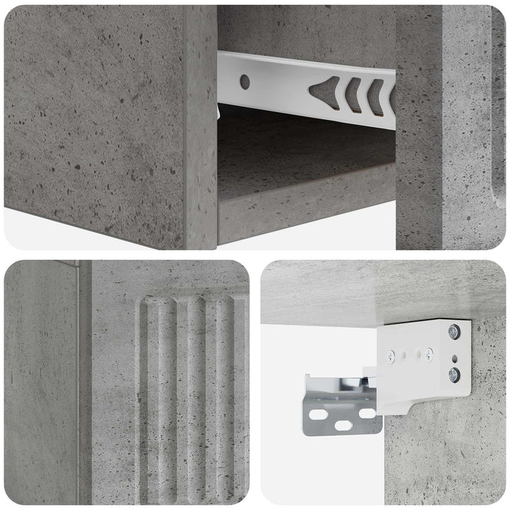 Væghængt Sideskab Betongrå 59 x 34,5 x 17 cm Konstrueret træ