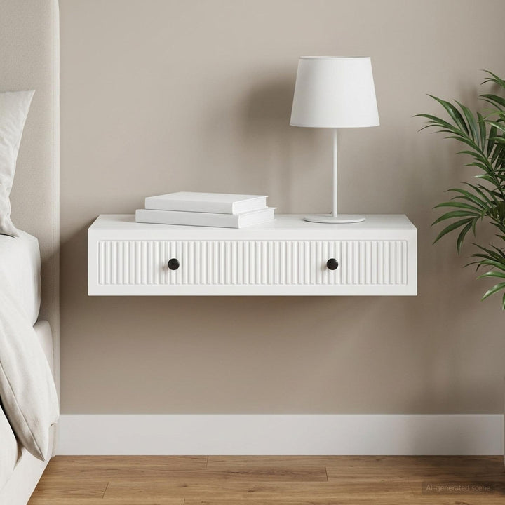 Væghængt Sideskab Hvid 87,5 x 34,5 x 17 cm Konstrueret træ