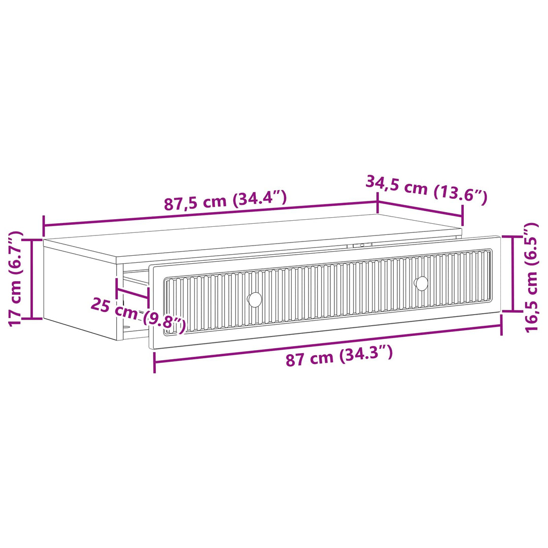 Væghængt Sideskab Hvid 87,5 x 34,5 x 17 cm Konstrueret træ