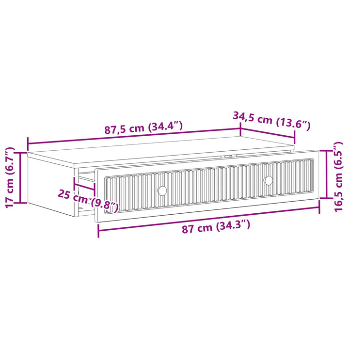 Væghængt Sideskab Hvid 87,5 x 34,5 x 17 cm Konstrueret træ