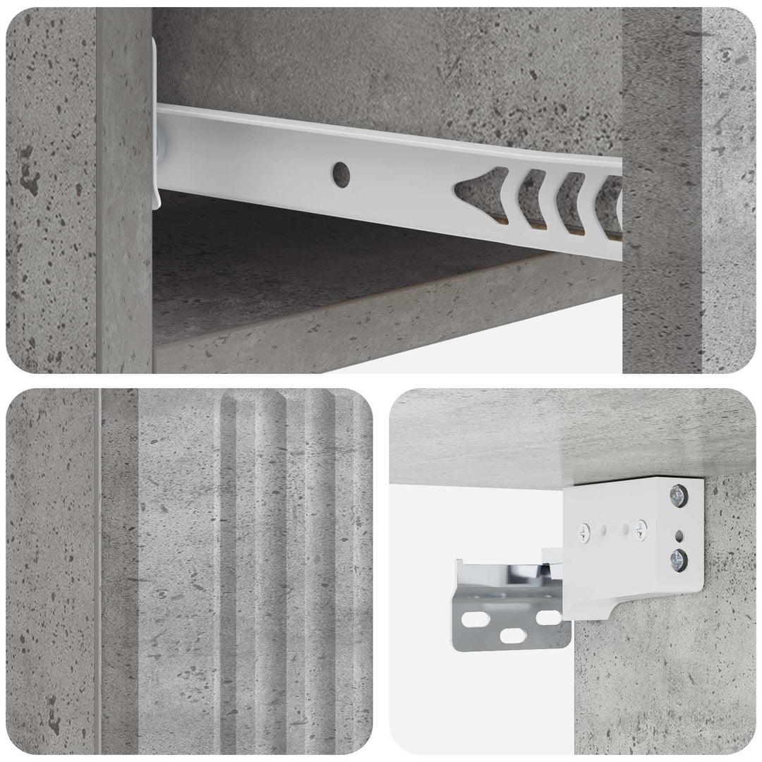 Væghængt Sideskab Betongrå 87,5 x 34,5 x 17 cm Konstrueret træ