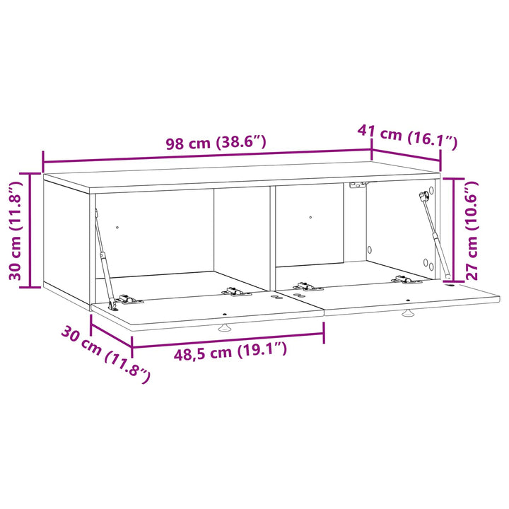 Væghængt TV-skab Hvid 98 x 41 x 30 cm Konstrueret træ