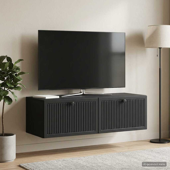 Væghængt TV-skab Sort 98 x 41 x 30 cm Konstrueret træ