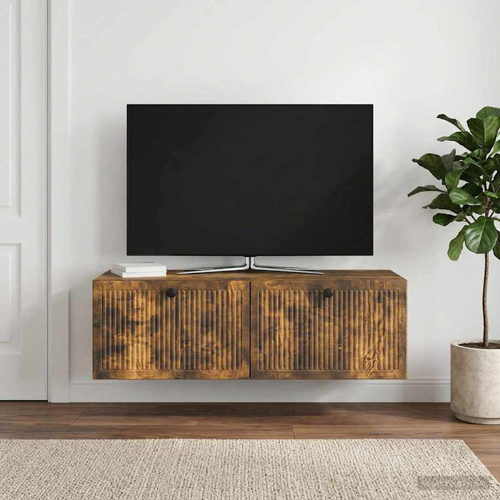 Væghængt TV-skab Røget eg 98 x 41 x 30 cm Konstrueret træ