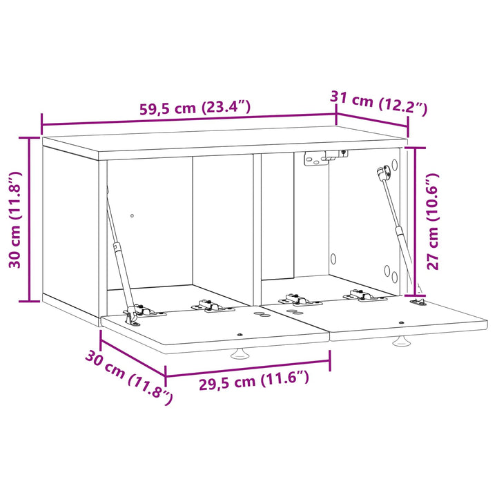 Væghængt TV-skab Sonoma-eg 59,5 x 31 x 30 cm Konstrueret træ