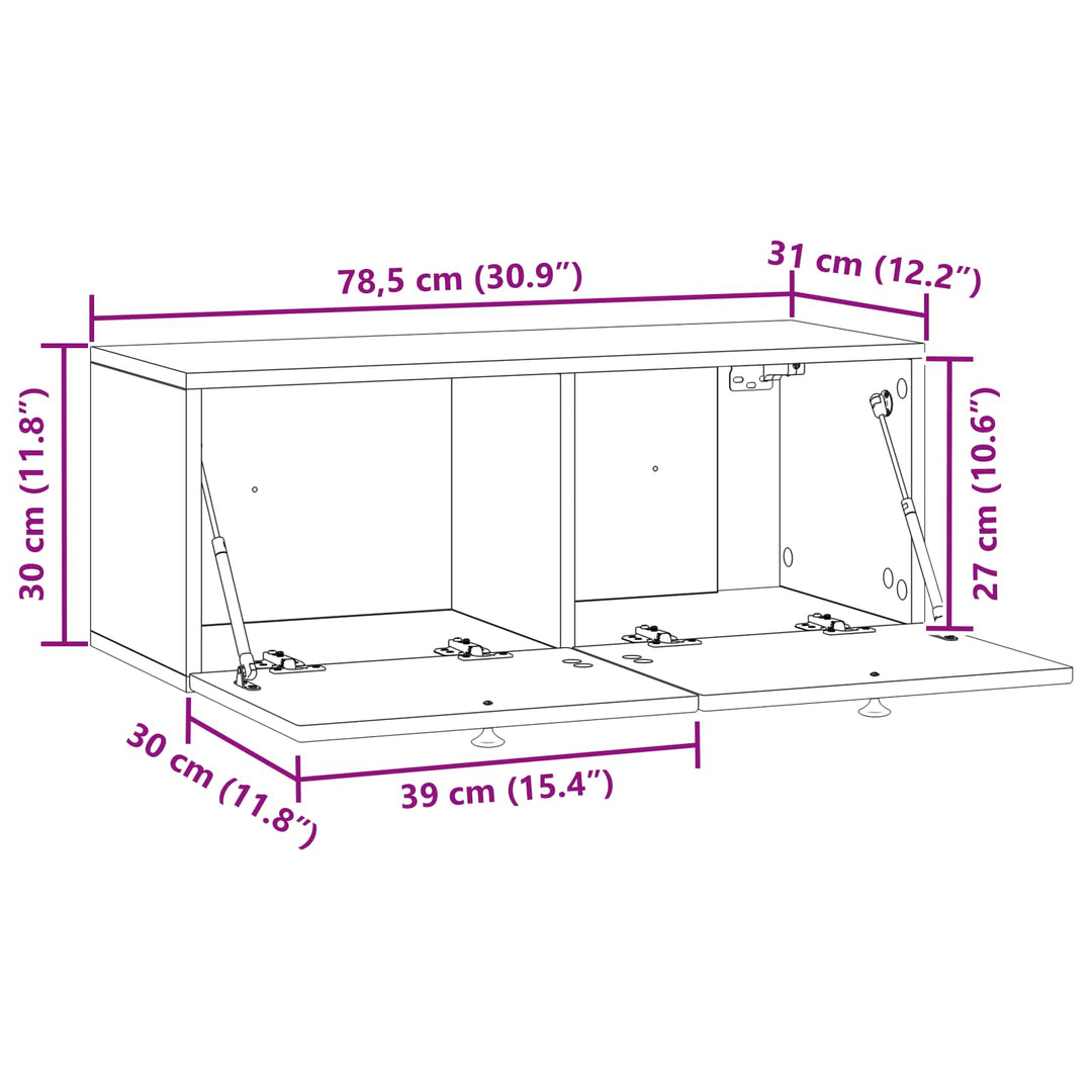 Væghængt TV-skab Sonoma-eg 78,5 x 31 x 30 cm Konstrueret træ