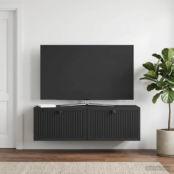 Væghængt TV-skab Sort 98 x 31 x 30 cm Konstrueret træ