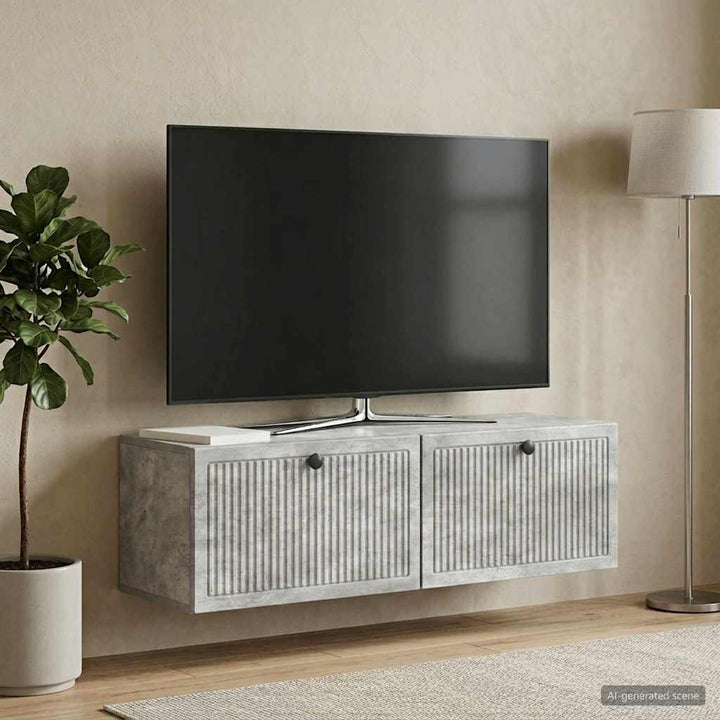 Væghængt TV-skab Betongrå 98 x 31 x 30 cm Konstrueret træ