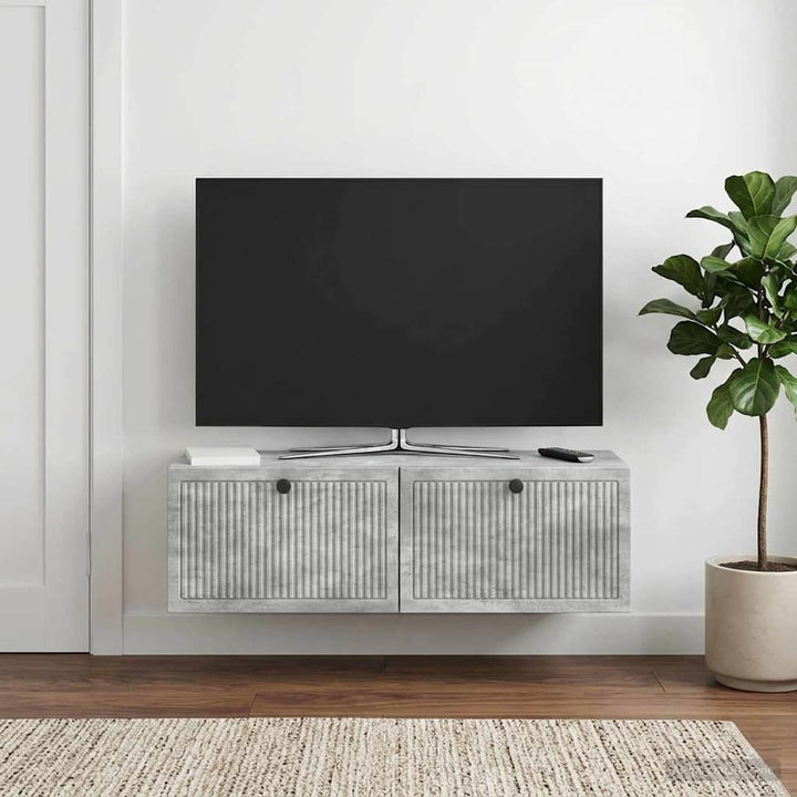 Væghængt TV-skab Betongrå 98 x 31 x 30 cm Konstrueret træ