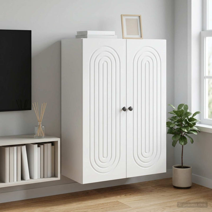 Vægmonteret skab Hvid 66 x 34,5 x 90 cm Konstrueret træ