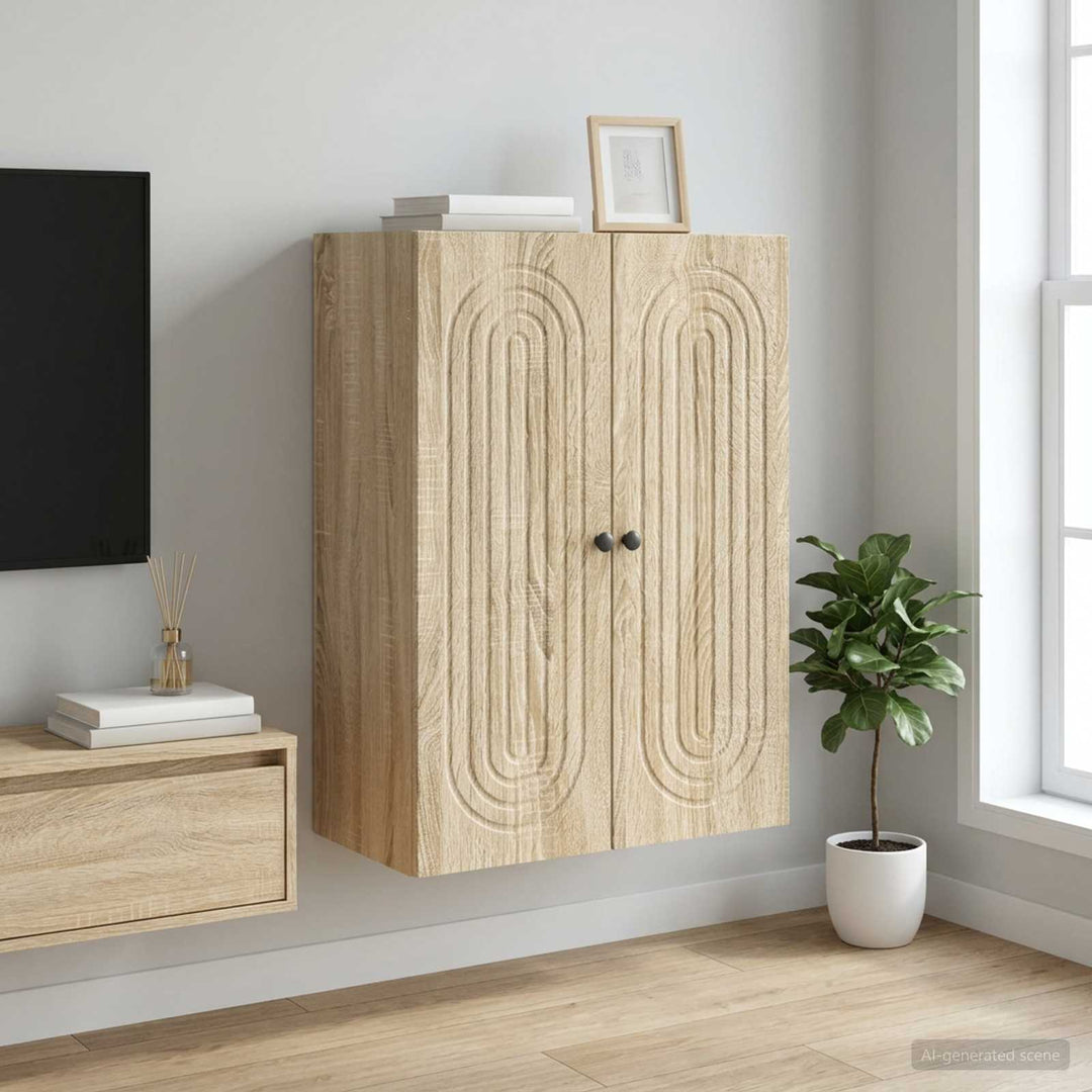 Vægmonteret skab Sonoma-eg 66 x 34,5 x 90 cm Konstrueret træ