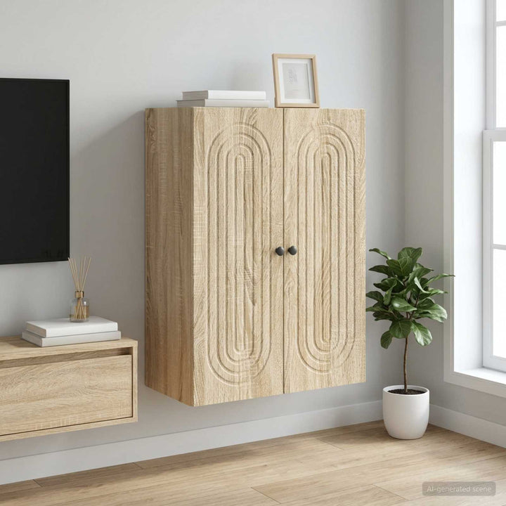 Vægmonteret skab Sonoma-eg 66 x 34,5 x 90 cm Konstrueret træ