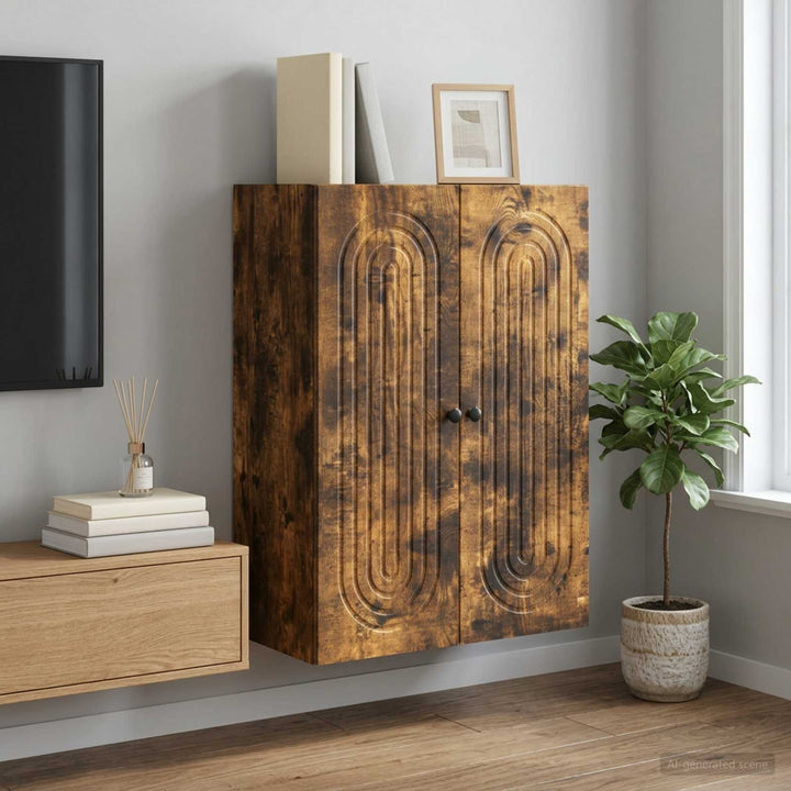 Vægmonteret skab Røget eg 66 x 34,5 x 90 cm Konstrueret træ
