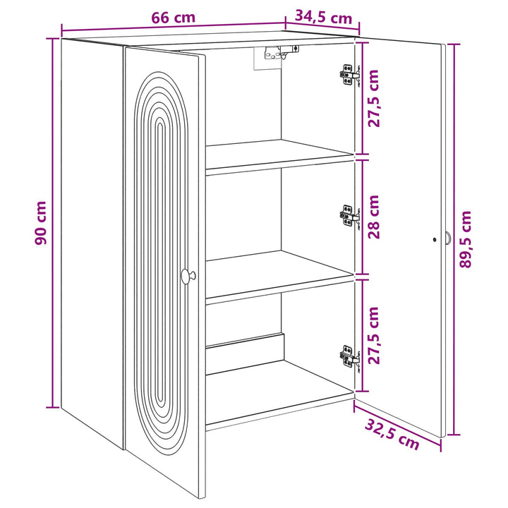 Vægmonteret skab Røget eg 66 x 34,5 x 90 cm Konstrueret træ