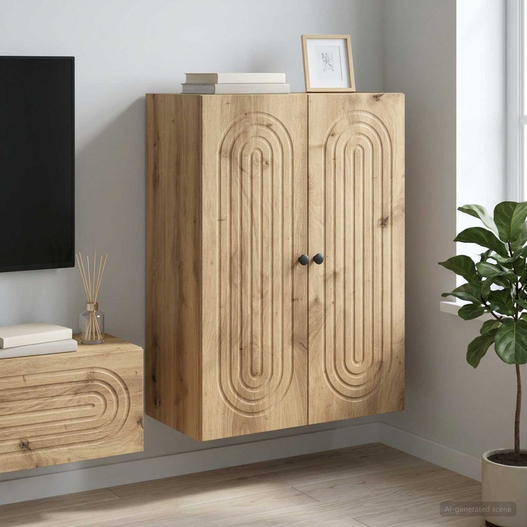 Vægmonteret skab 66 x 34,5 x 90 cm Konstrueret træ Artisan-eg