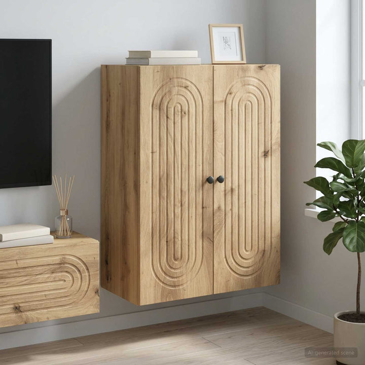 Vægmonteret skab 66 x 34,5 x 90 cm Konstrueret træ Artisan-eg