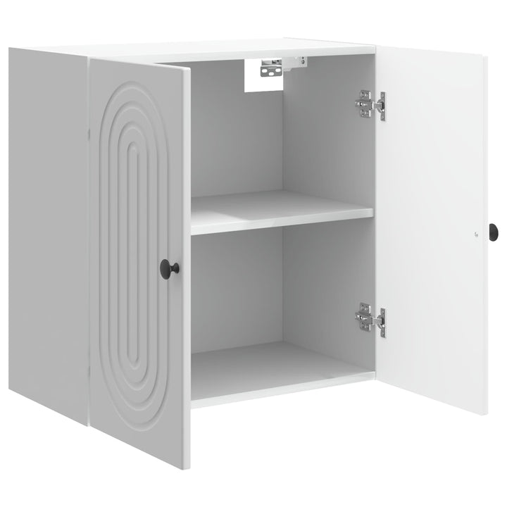Vægmonteret skab Hvid højglans 59 x 31 x 60 cm Konstrueret træ