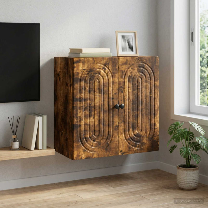 Vægmonteret skab 59 x 31 x 60 cm Konstrueret træ Røget eg