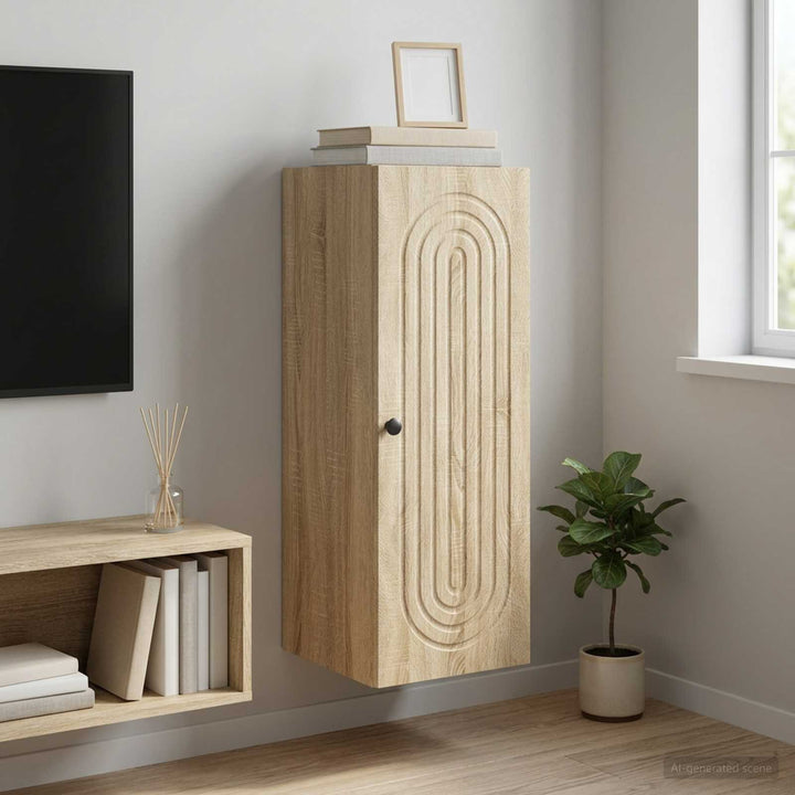 Vægmonteret skab Sonoma-eg 33 x 34,5 x 90 cm Konstrueret træ