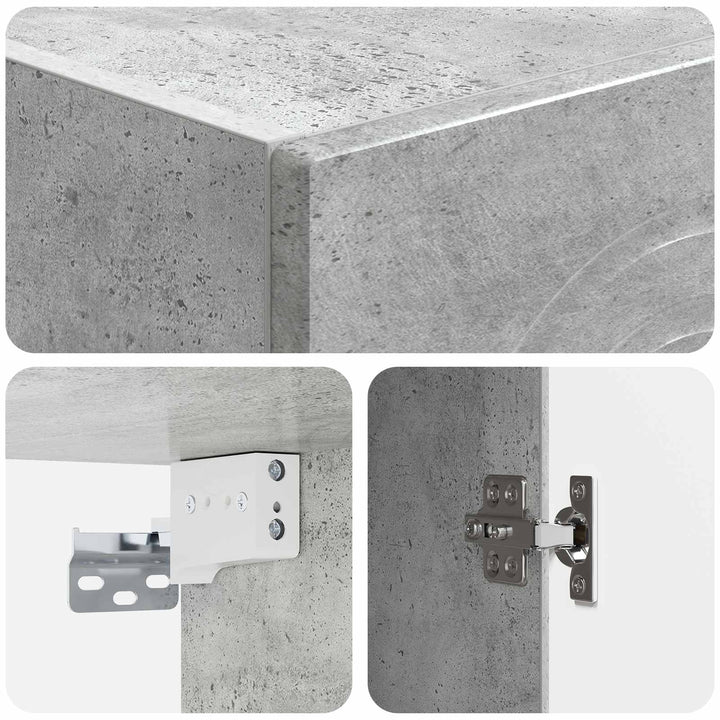 Vægmonteret skab Betongrå 33 x 34,5 x 90 cm Konstrueret træ