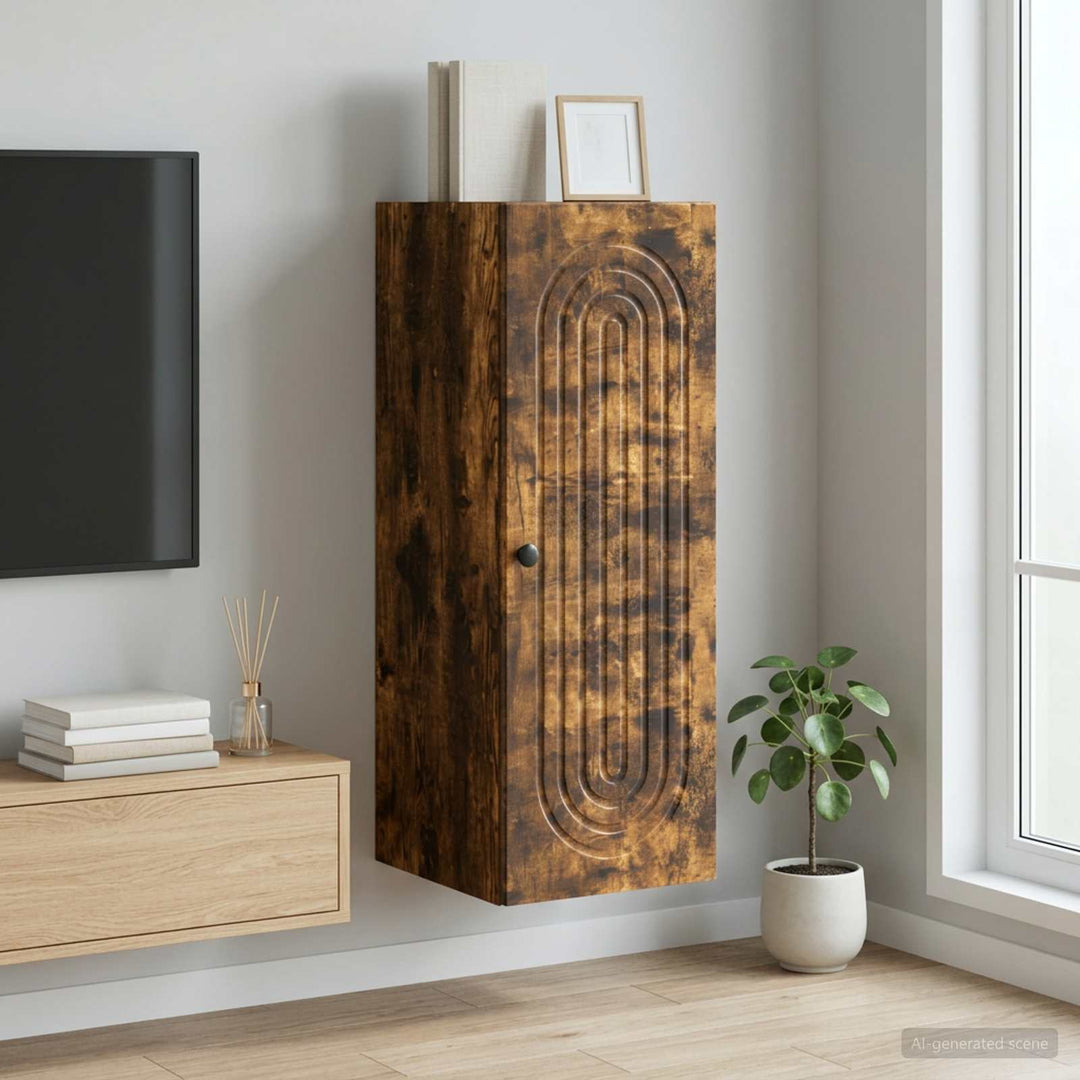 Vægmonteret skab Røget eg 33 x 34,5 x 90 cm Konstrueret træ