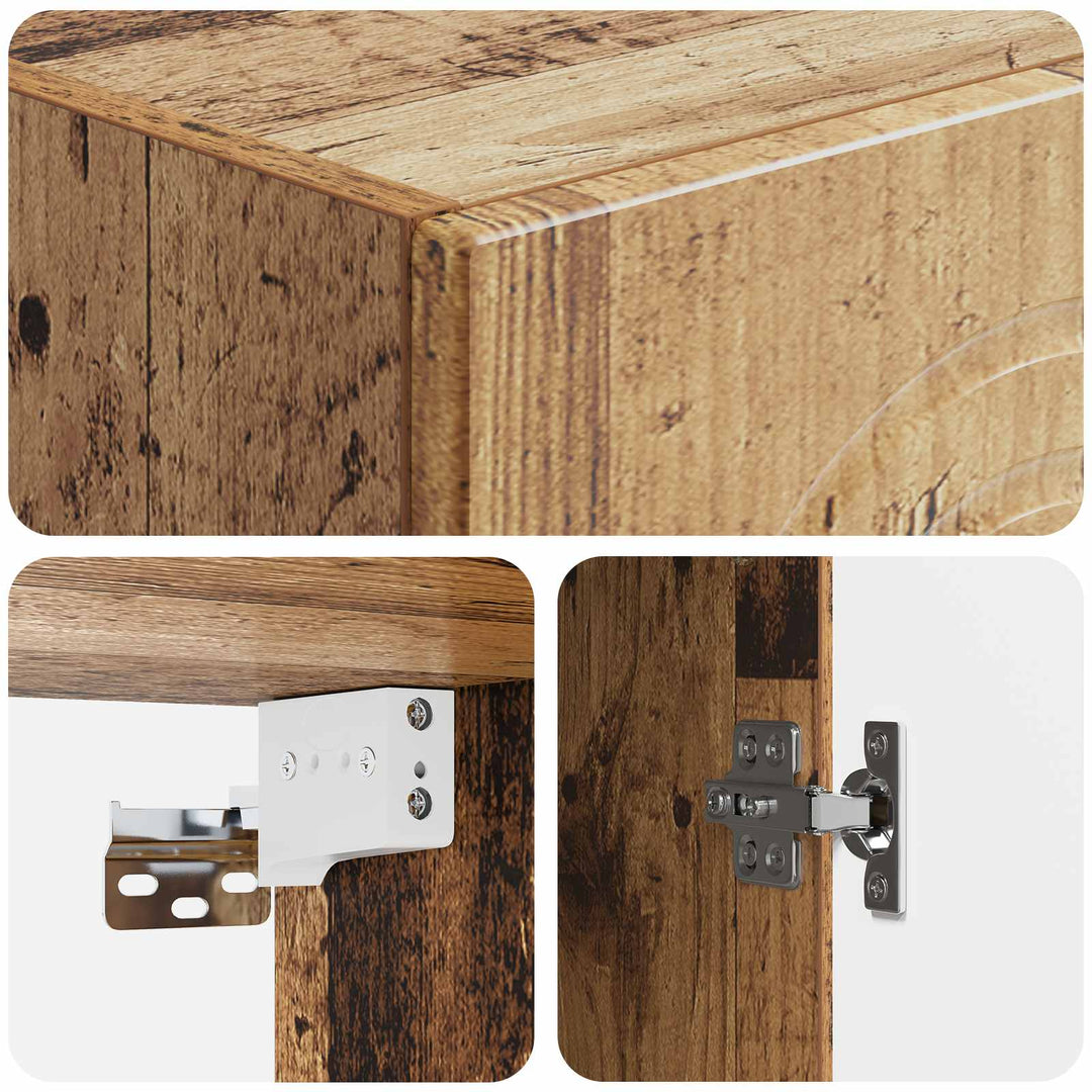 Vægmonteret skab Gammelt træ 33 x 34,5 x 90 cm Konstrueret træ