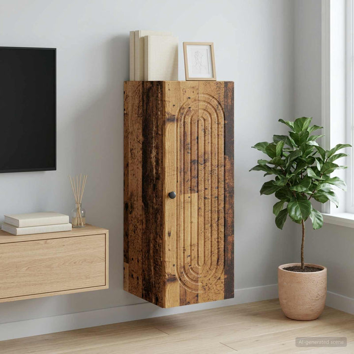 Vægmonteret skab Gammelt træ 33 x 34,5 x 90 cm Konstrueret træ