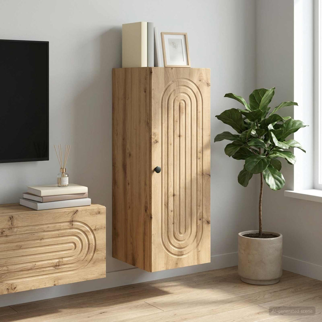 Vægmonteret skab 33 x 34,5 x 90 cm Konstrueret træ Artisan-eg