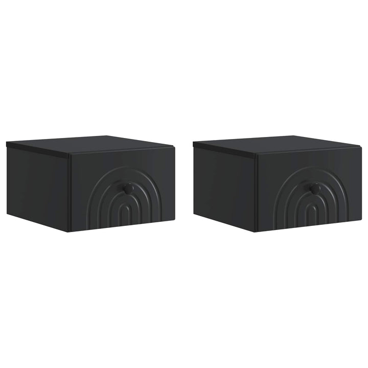 Væghængt Natbord 2 pcs Sort 33 x 34,5 x 20 cm Konstrueret træ