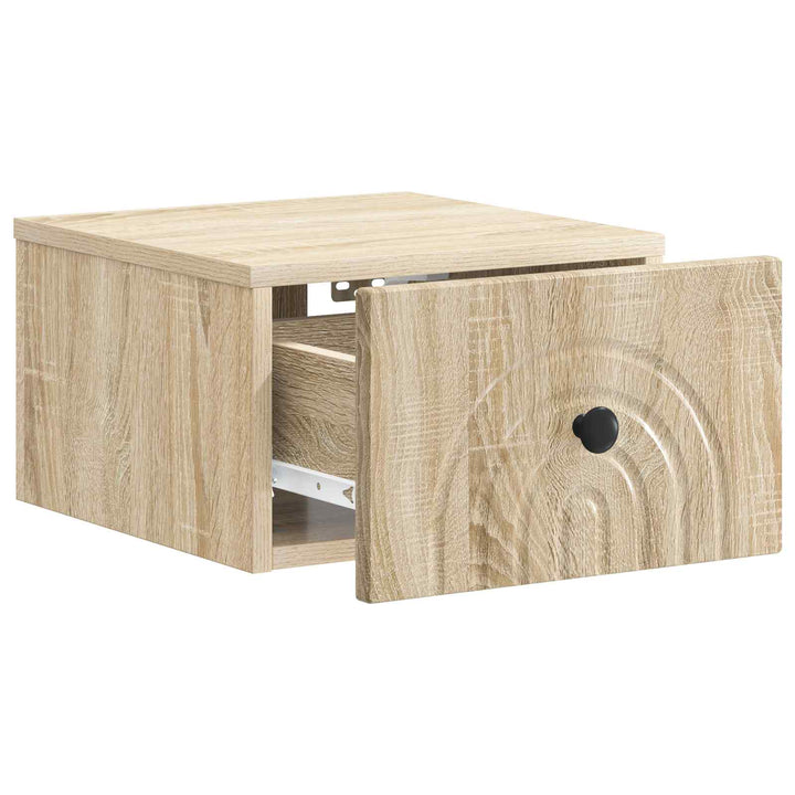 Væghængt Natbord med skuffe 2 pcs Sonoma-eg 33 x 34,5 x 20 cm