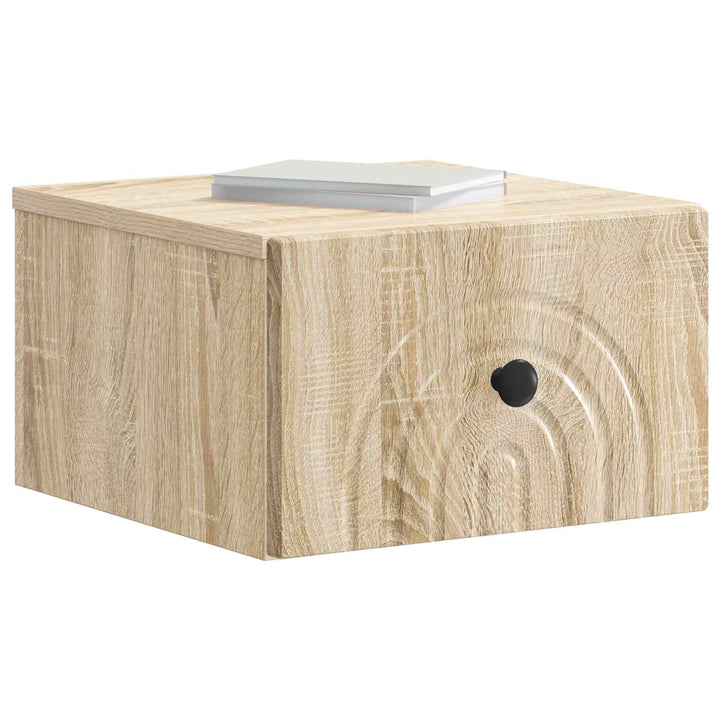 Væghængt Natbord med skuffe 2 pcs Sonoma-eg 33 x 34,5 x 20 cm