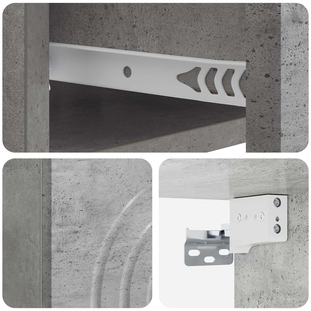 Væghængt Natbord Betongrå 33 x 34,5 x 20 cm Konstrueret træ