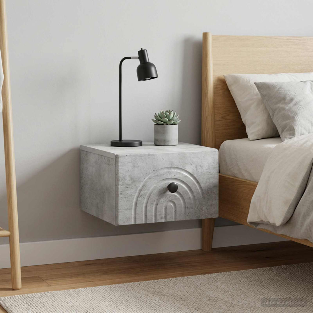 Væghængt Natbord med skuffe 2 pcs Betongrå 33 x 34,5 x 20 cm