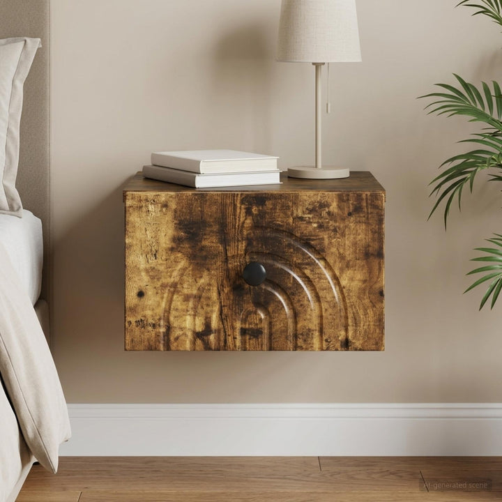 Væghængt Natbord Røget eg 33 x 34,5 x 20 cm Konstrueret træ