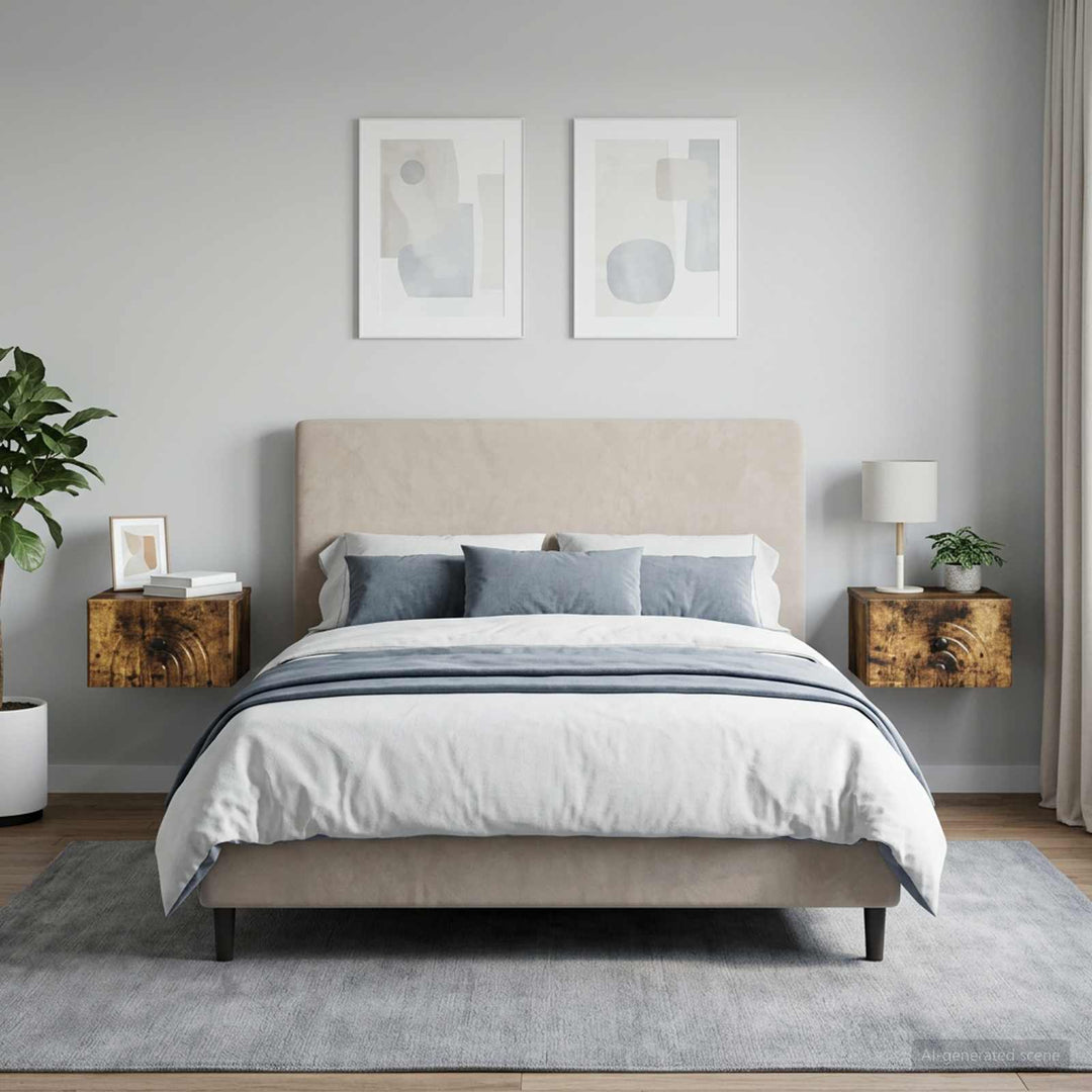 Væghængt Natbord med skuffe 2 pcs Røget eg 33 x 34,5 x 20 cm