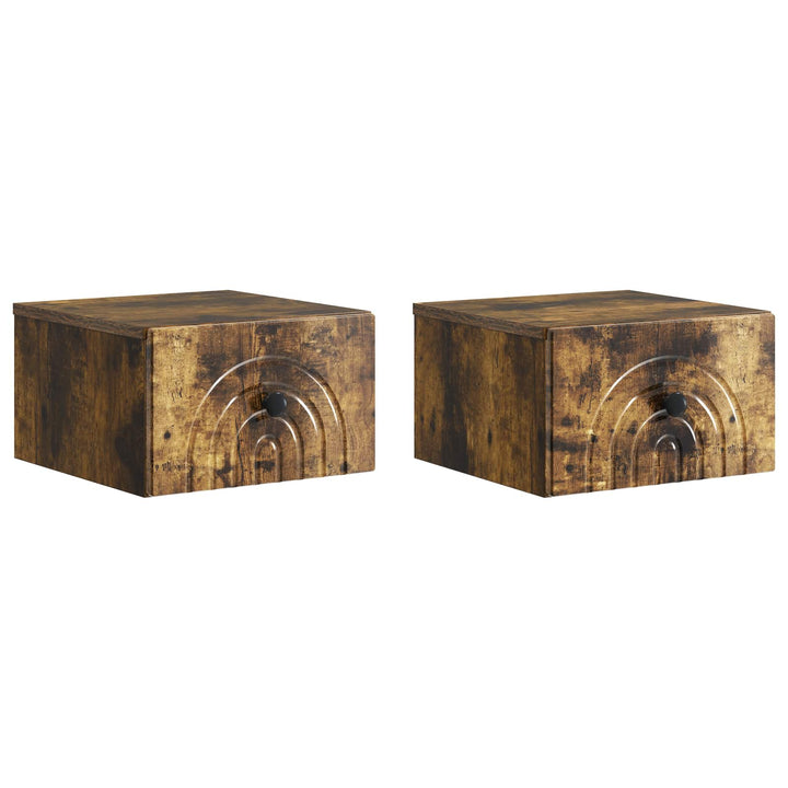 Væghængt Natbord med skuffe 2 pcs Røget eg 33 x 34,5 x 20 cm