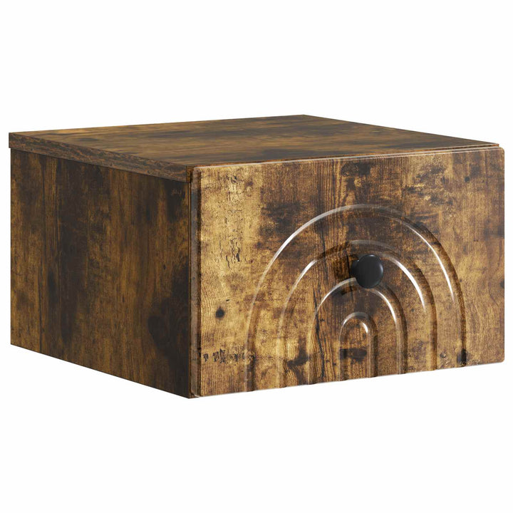 Væghængt Natbord med skuffe 2 pcs Røget eg 33 x 34,5 x 20 cm