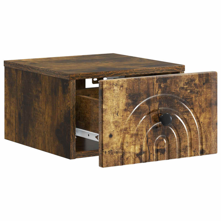 Væghængt Natbord med skuffe 2 pcs Røget eg 33 x 34,5 x 20 cm