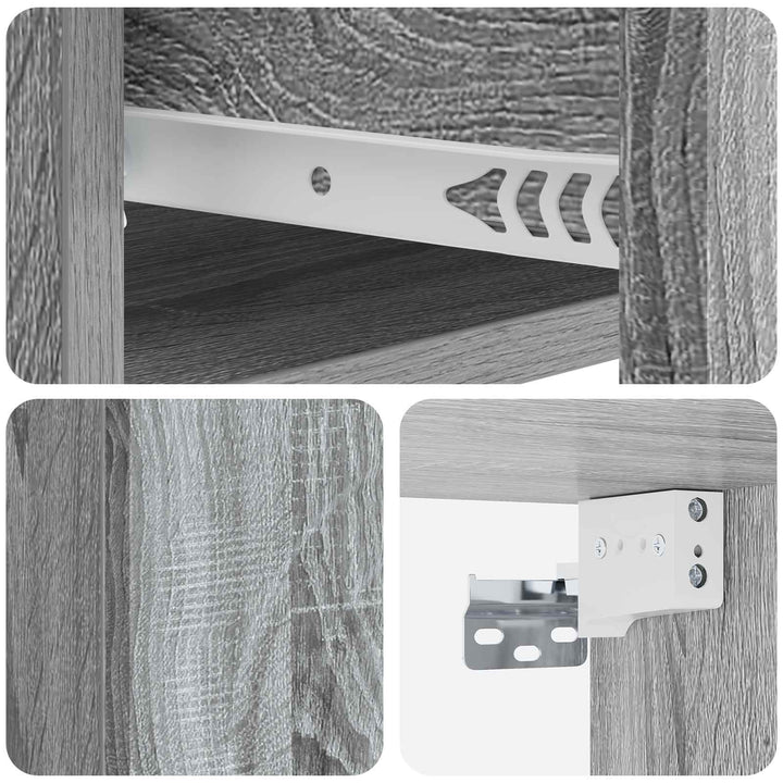 Væghængt Natbord 2 pcs Grå sonoma-eg 33 x 34,5 x 20 cm