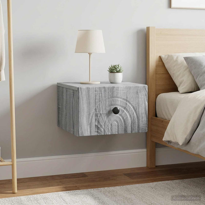Væghængt Natbord 2 pcs Grå sonoma-eg 33 x 34,5 x 20 cm