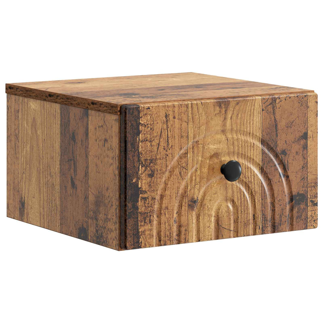 Væghængt Natbord Gammelt træ 33 x 34,5 x 20 cm Konstrueret træ