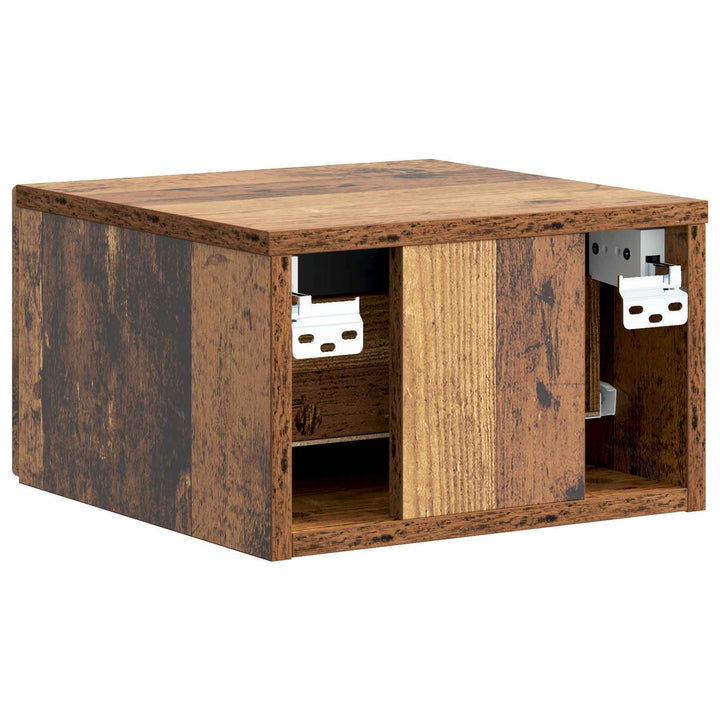 Væghængt Natbord med skuffe 2 pcs Gammelt træ 33 x 34,5 x 20 cm