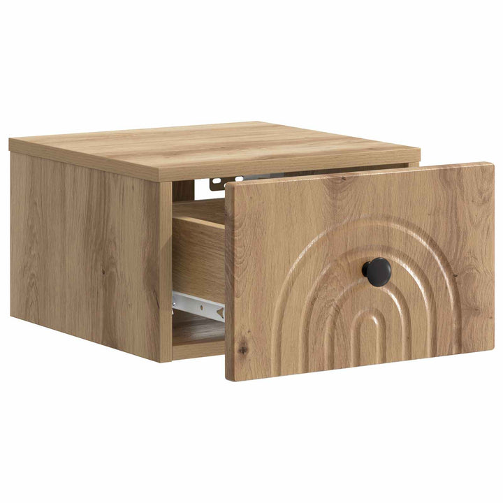 Væghængt Natbord med skuffe 2 pcs Artisan-eg 33 x 34,5 x 20 cm