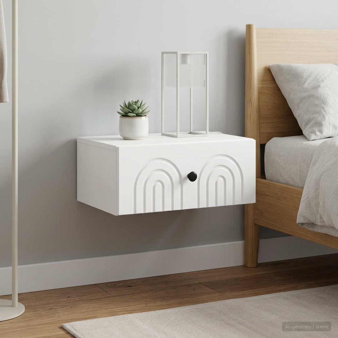 Væghængt Natbord 2 pcs Hvid 49 x 34,5 x 20 cm Konstrueret træ