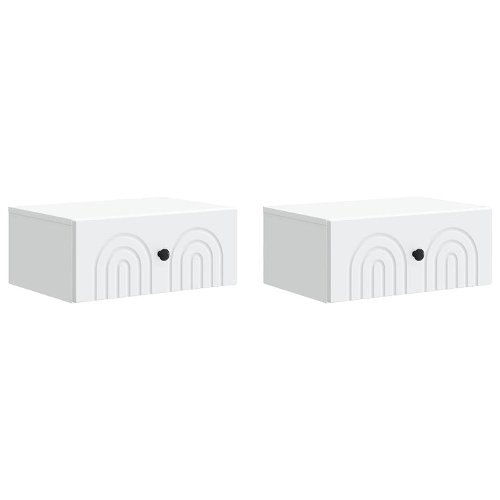 Væghængt Natbord 2 pcs Hvid 49 x 34,5 x 20 cm Konstrueret træ
